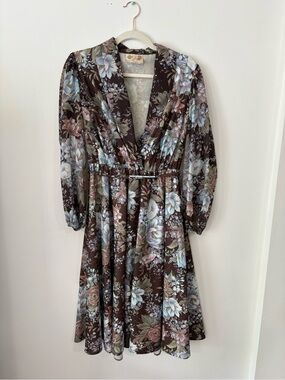 Vintage Sears Brown Floral Midi Dress
